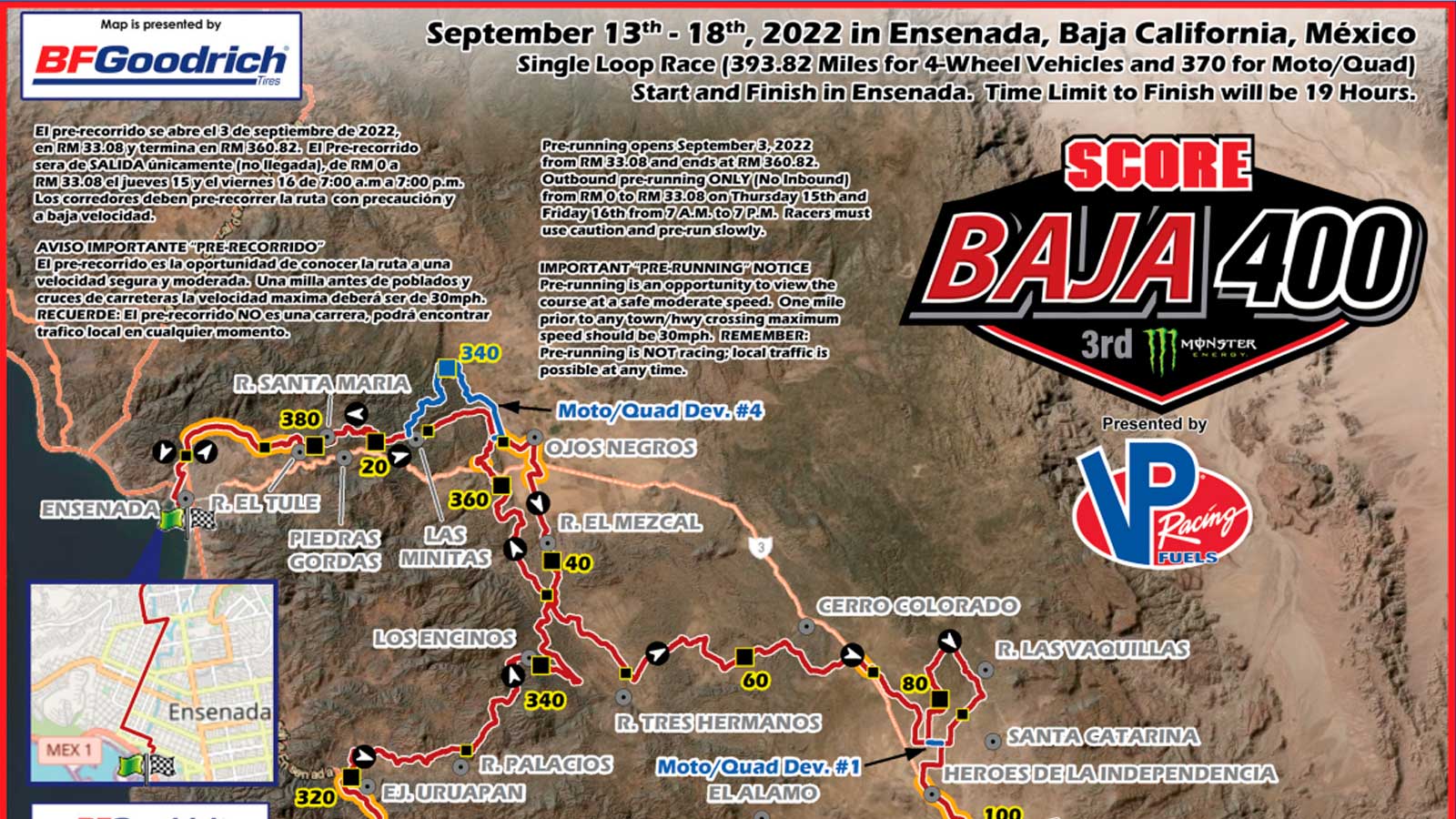 SCORE Baja 400 Listo el mapa de la carrera en septiembre Off Road