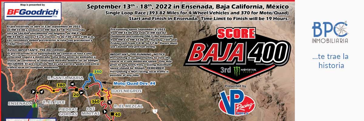 SCORE Baja 400 – Listo el mapa de la carrera en septiembre