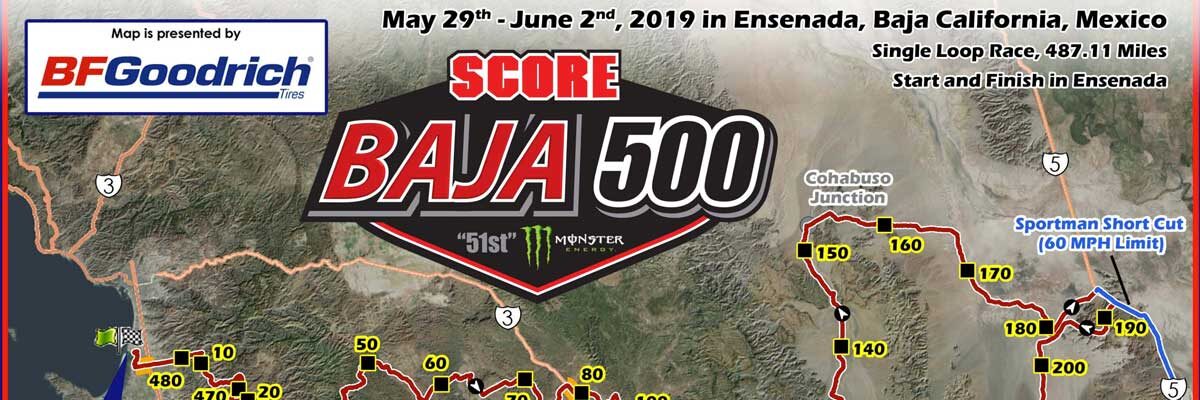 SCORE libera mapa oficial de la 51th Baja 500 y supera los 100 registros.