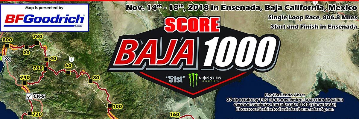 Mapa Ruta Baja 1000, 2018